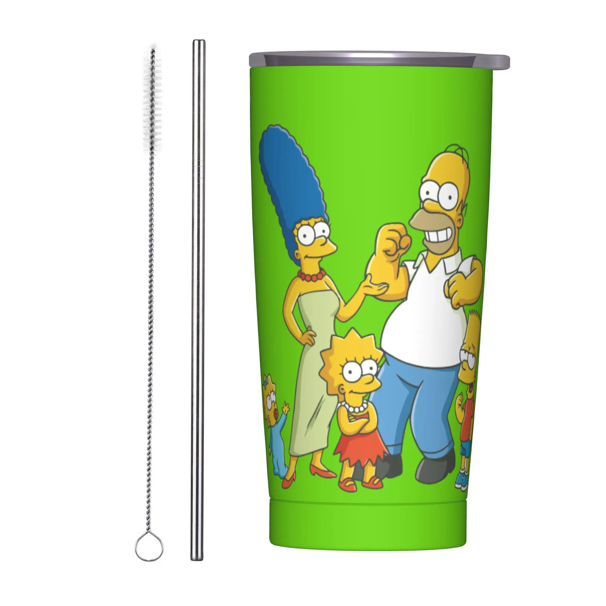 Stainless Steel Tumbler with The Simpsons Cartoon Design - Versatile Hot & Cold Beverage Cup