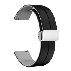 Magnetic Buckle Silicone Strap - Sporty Watch Band Bracelet - 20mm Vivomove 3 (Black gray)