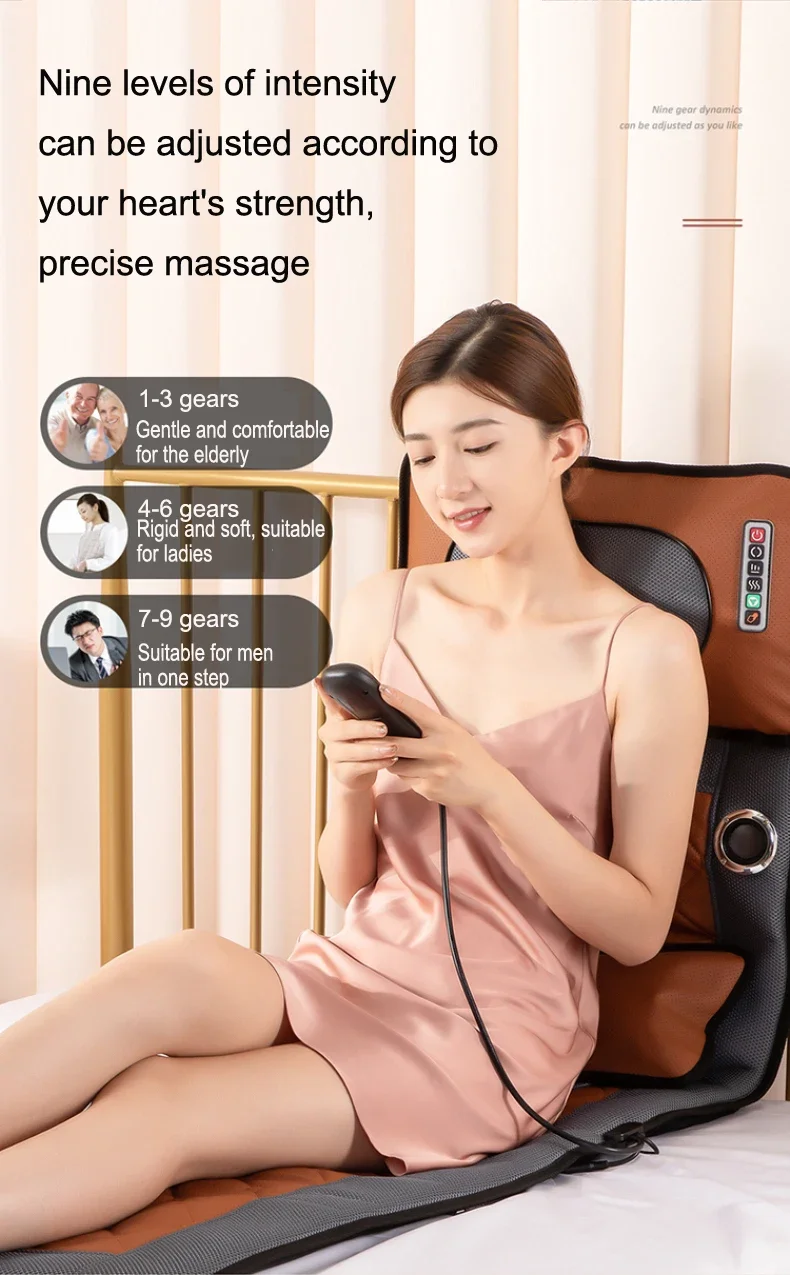 전신 마사지 진동기 카시트 마사지기, 바디 지지대 쿠션, 열 시트 포함, 목 및 등 마사지기, 릴렉스 시트 쿠션