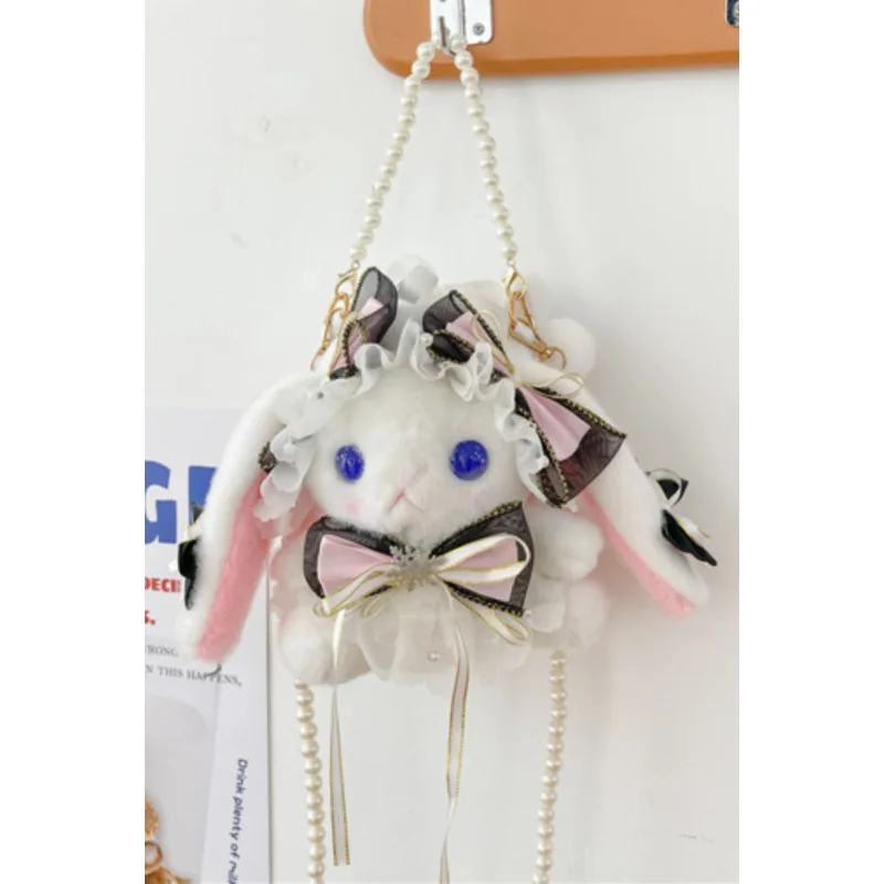 Furry Cute Lolita Shoulder Bag Rabbit Pearl Soft Crossbody Handbags For Women Casual High-Quality Messenger Versatile Luxury Y2k