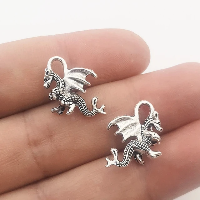 10 pcs Antique Bronze Flying Dragon Charms Pendants 43x47mm A6300