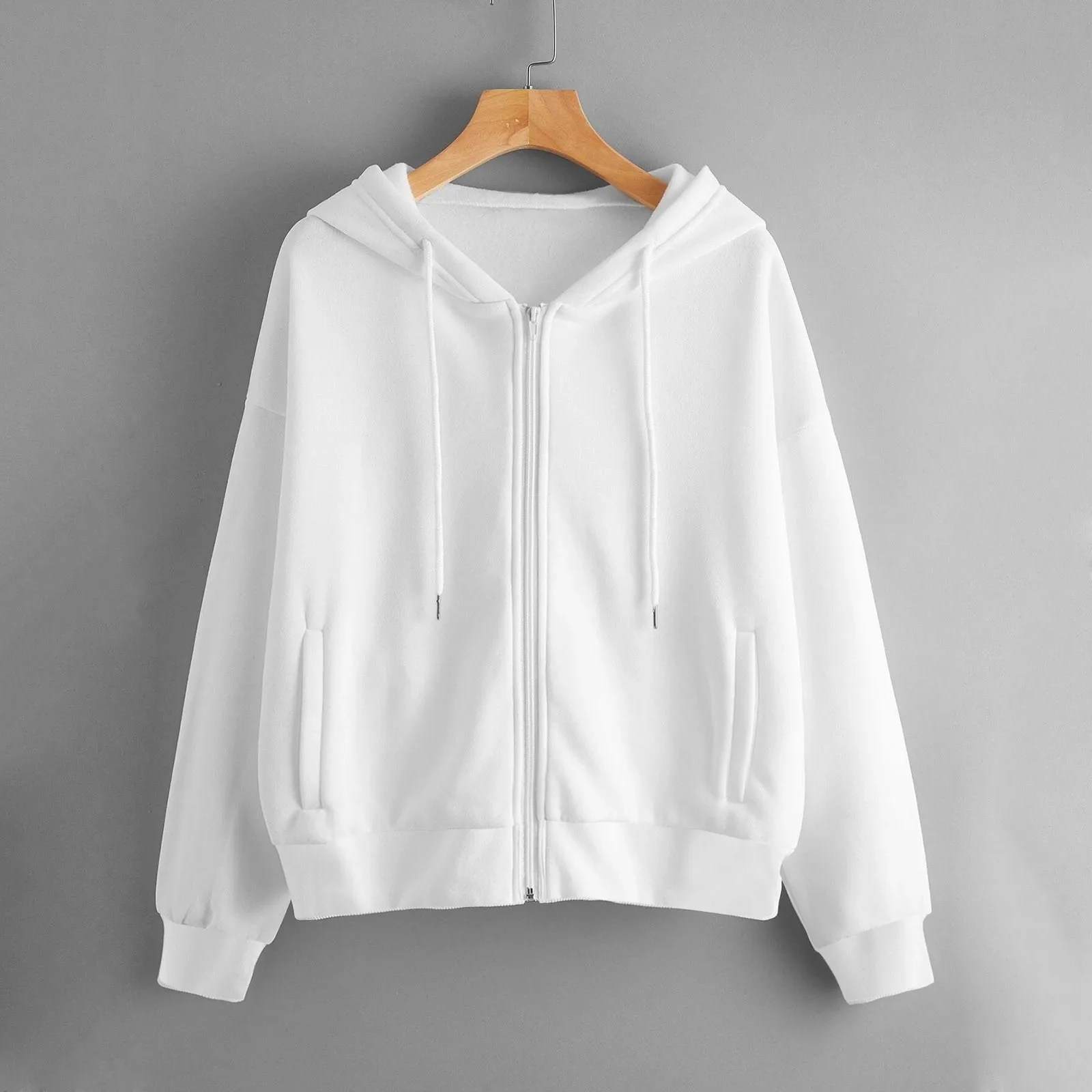 

Sweatshirt Hoodie Oversize Hooded Cardigan Sweatshirts Gray Women Clothes Solid Zip Up Hoodies Autumn Women Tops Long Sleeves