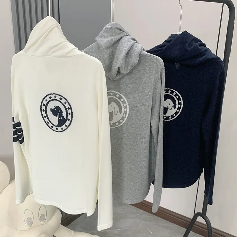 

Fall/Winter New Heavy Industries TB Puppy Pattern Casual Loose Student Hooded Pullover Long Sleeve Sweatshirt Jacket Woman Outer