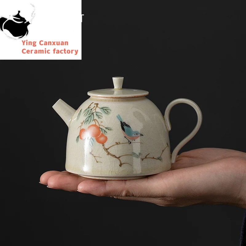 

170ml Chinese Traditional Ceramic Teapots Hand-painted Flower and Bird Tea Pot Household Kettle Handmade Tea Set Accessories