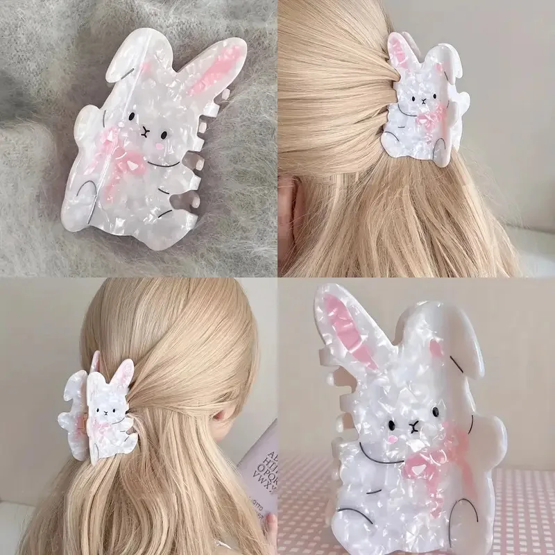 1 Stück süße kleine Kaninchen-Haarspange; Cartoon-Pferdeschwanz-Clip; süße Haarspange am Hinterkopf; Hai-Clip-Haar-Accessoire