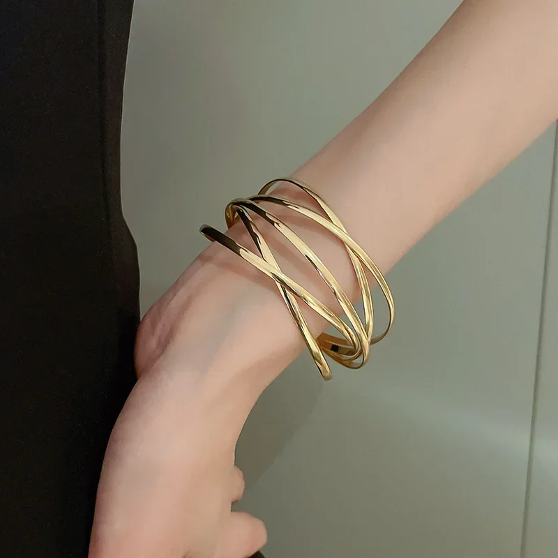 Alloy Round Chain Charms Cuff Bracelet Women Female Gold Silver Color Bracelets Pendant Jewelry Браслеты На Руку Женские Pulsera 1