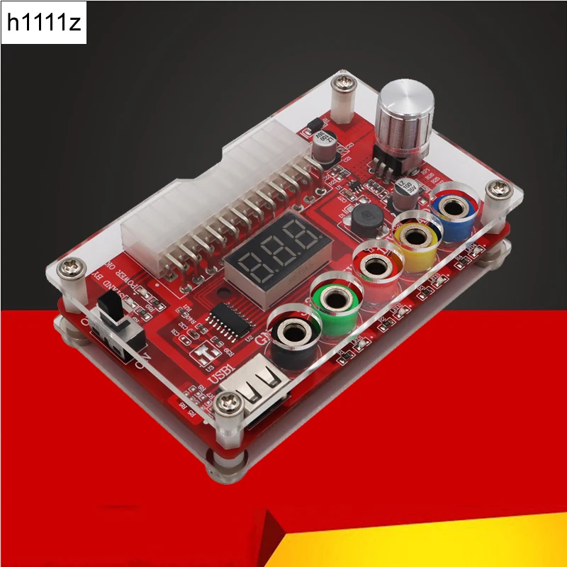 Atx-ajustável Power Supply Breakout Board Acrílico Case Kit Módulo Adaptador Conector de Alimentação Suporta 3.3v 5v 12v 1.8v10.8v 24pin