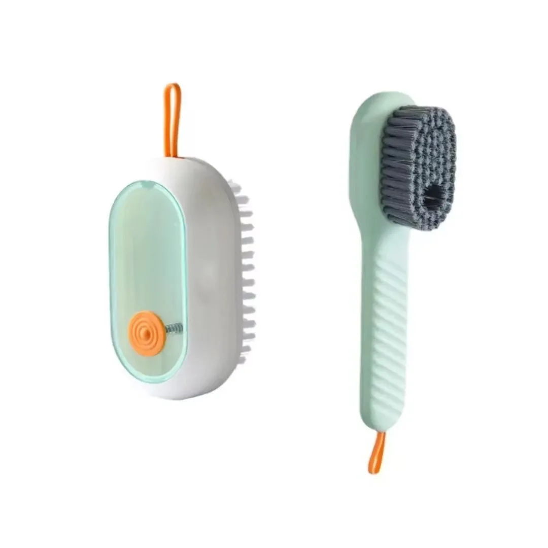 Multi functional shoe brush with liquid addition, specifically designed for washing clothes, is a magical tool for shoe brushing