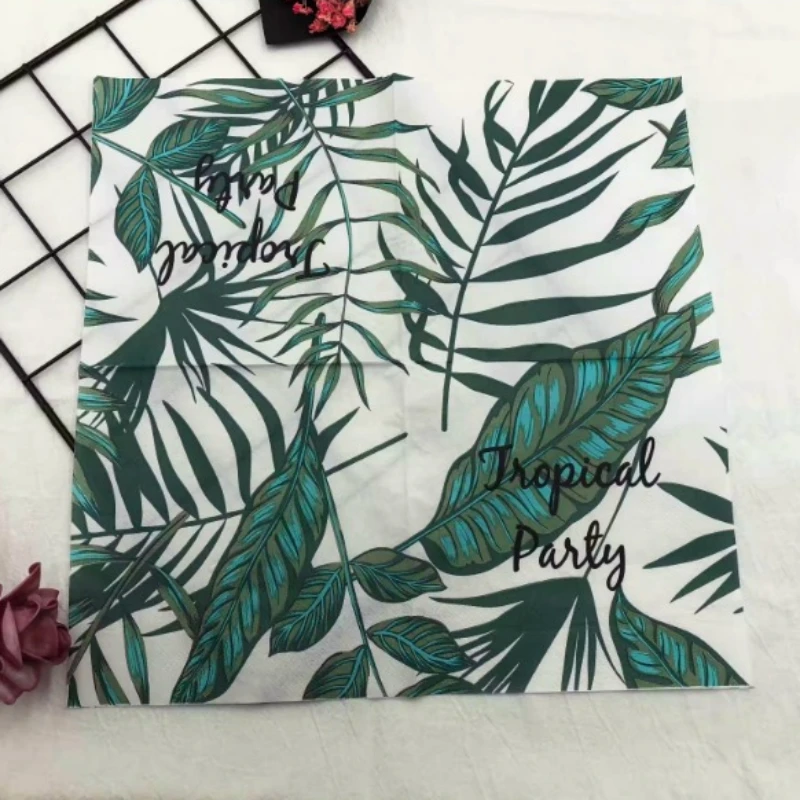 20pcs/Pac 33cm 2-Ply New Colorful Printed Napkins Palm Leaf Hotel Party Decoration Paper Placemat DIY Butterfly Bone Bart Paper