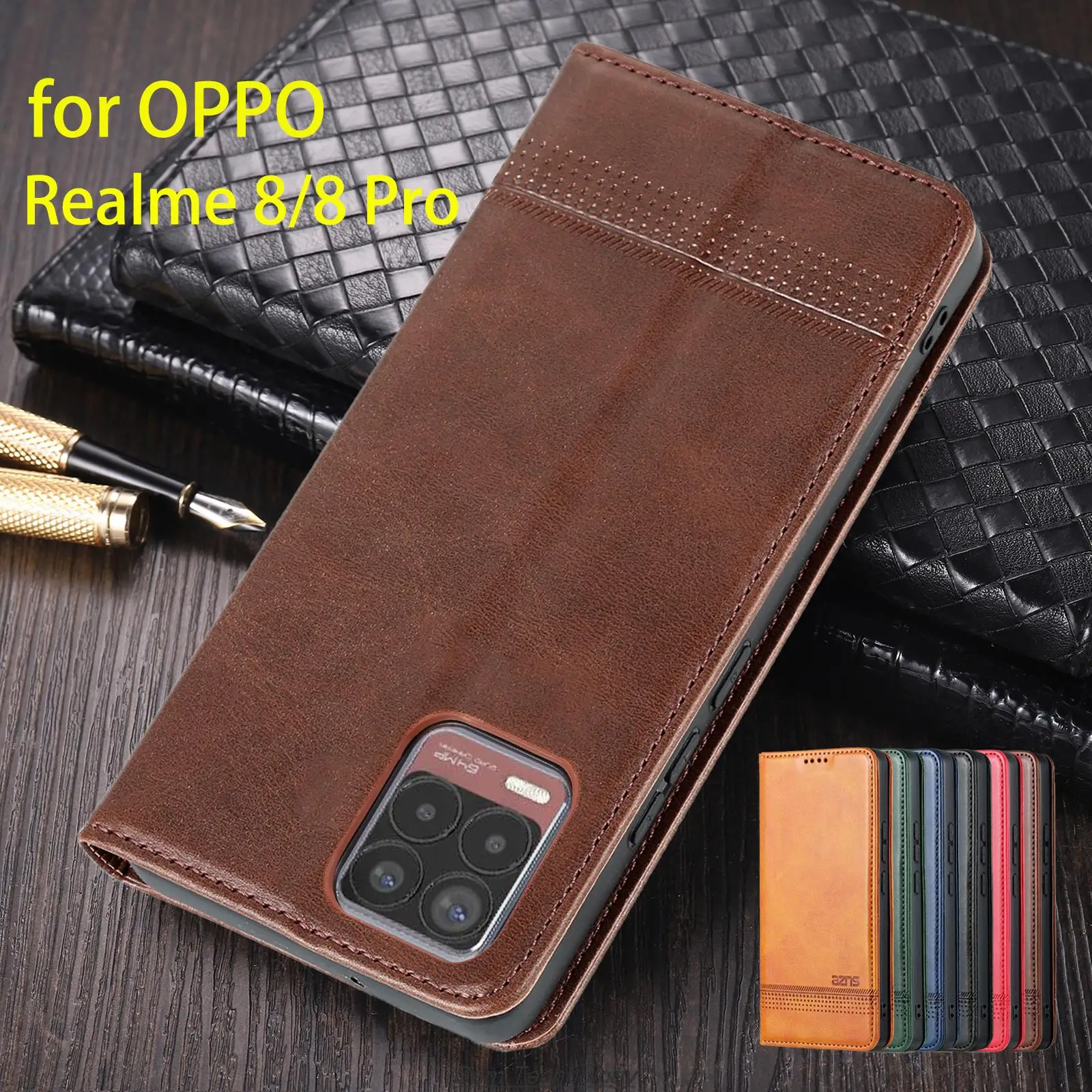 

Роскошный Магнитный кожаный флип-чехол для OPPO Realme 8 4G / Realme 8 Pro 4G 6,4 дюйма