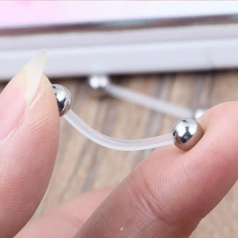 thumbnail image 2 of Nipple Shield Rings Tongue Bars Stainless Steel 14G Straight Barbells Piercing Jewellery 12mm 14mm 16mm 18mm 2 of 12