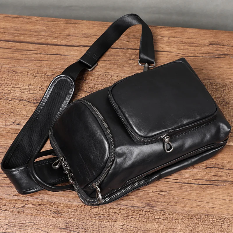 Borsa da petto da uomo in vera pelle - immagine 4