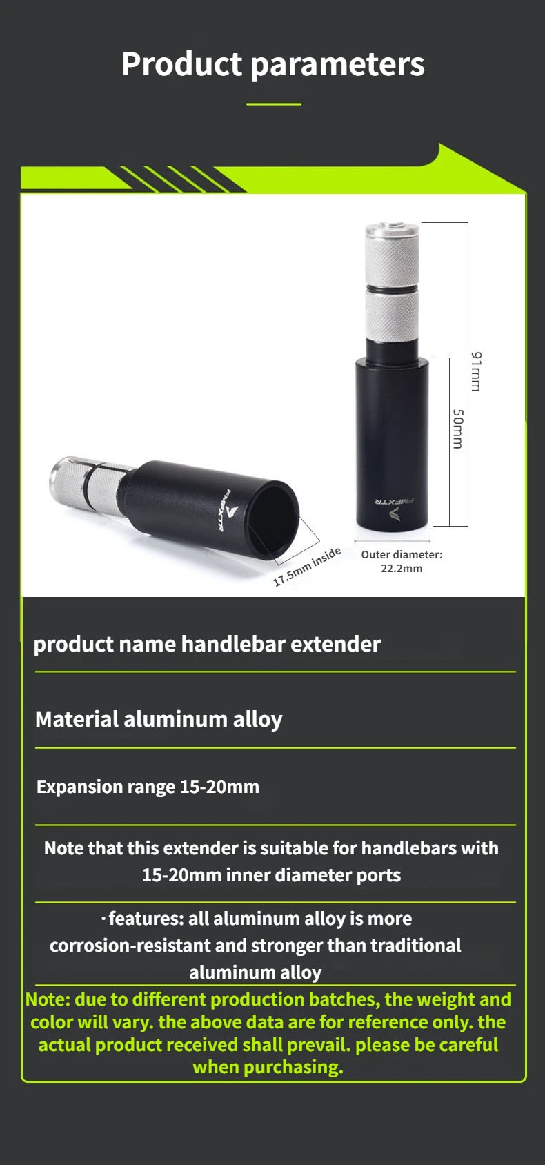 Description Picture 2 of item1Pair Bike Handlebar Extender MTB Road Bike Straight Handle Extension Rod Aluminum Alloy Handlebar Extender Cycling Accessories