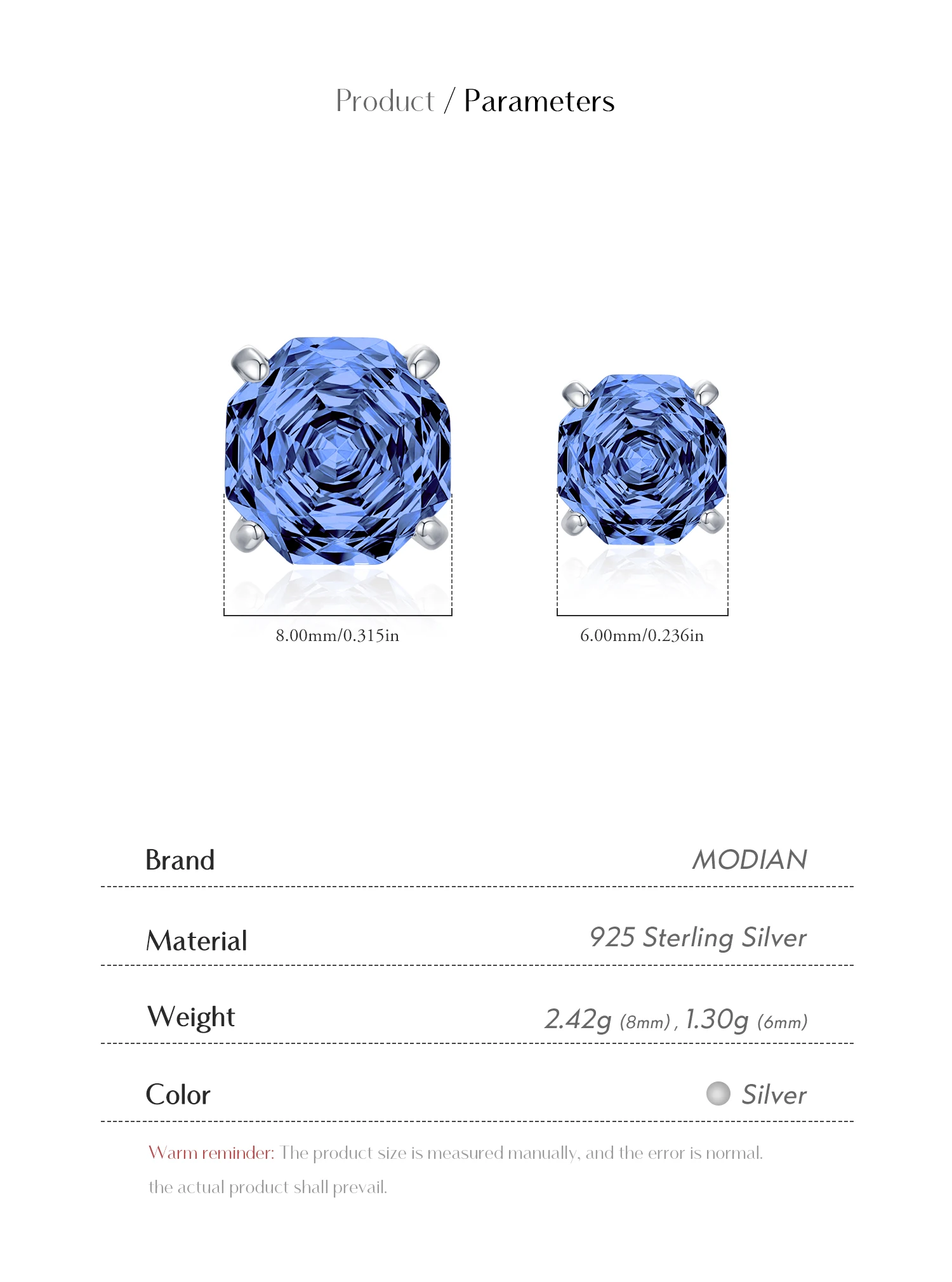 MODIAN 925 Sterling Silber Elegante Geometrische Tansanit Farbe Rose Cut Zirkon Ohrstecker Für Frauen Edlen Schmuck – Detail 4