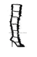 Fashion Show Stiletto High Heels Strap Plush Fairy Over Knee Boots Sandals European and American 2