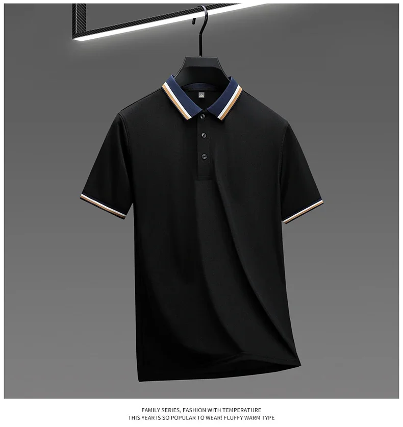 2025 Fashionable Men's Short Sleeved Polo Shirt with Summer Collar and Striped Design, Boutique Top, Casual Business T-shirt 28 S91df4334b0af499886f5d4c8624d978aI