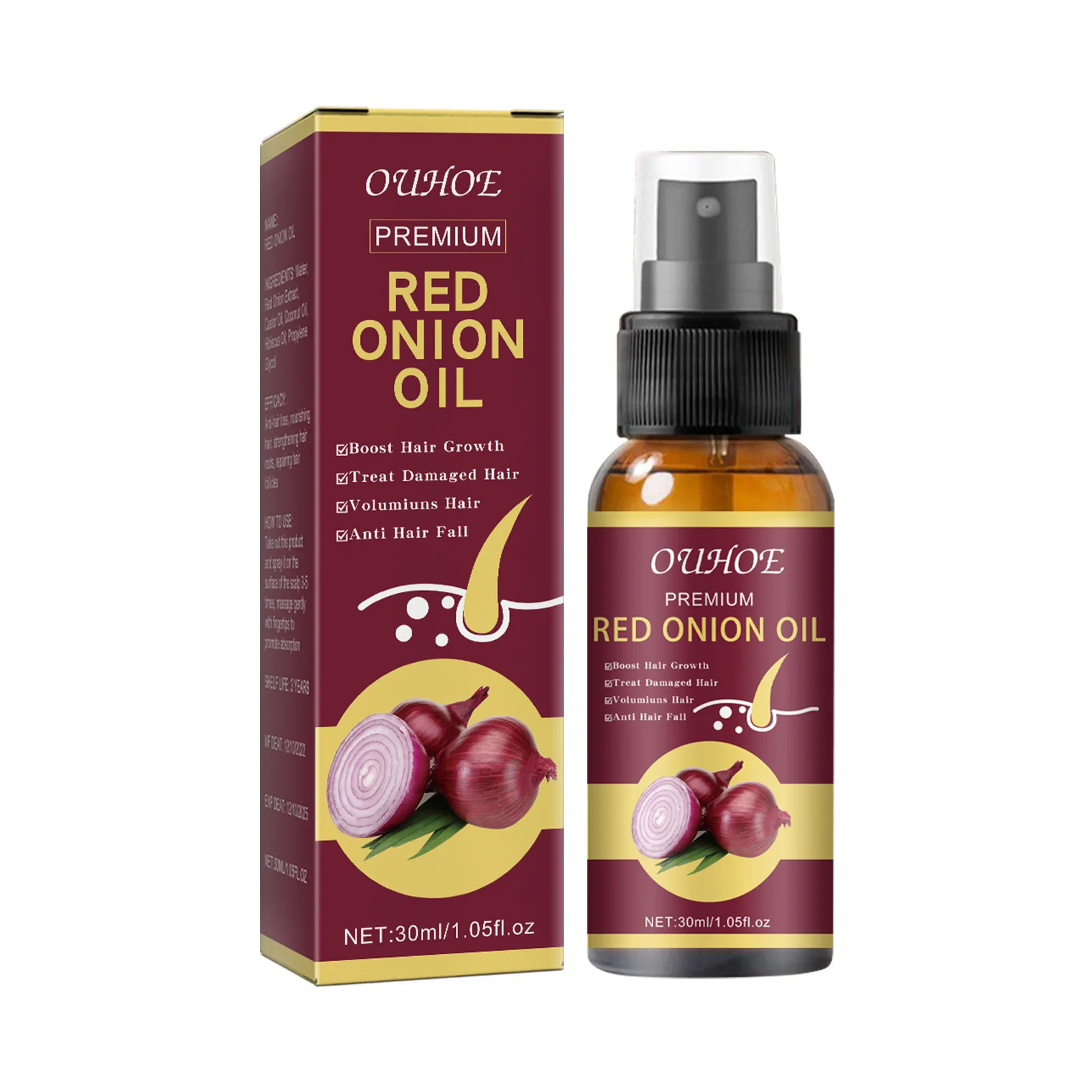 hair growth serum spray prevent hair loss scalp treatment improve alopecia red onion essential oil