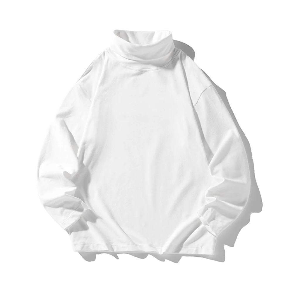 

New Men Autumn Winter High Collar Long Sleeve T-Shirt Solid Oversize Casual High Turtleneck Soft Solid Men's Bottoming Shirt
