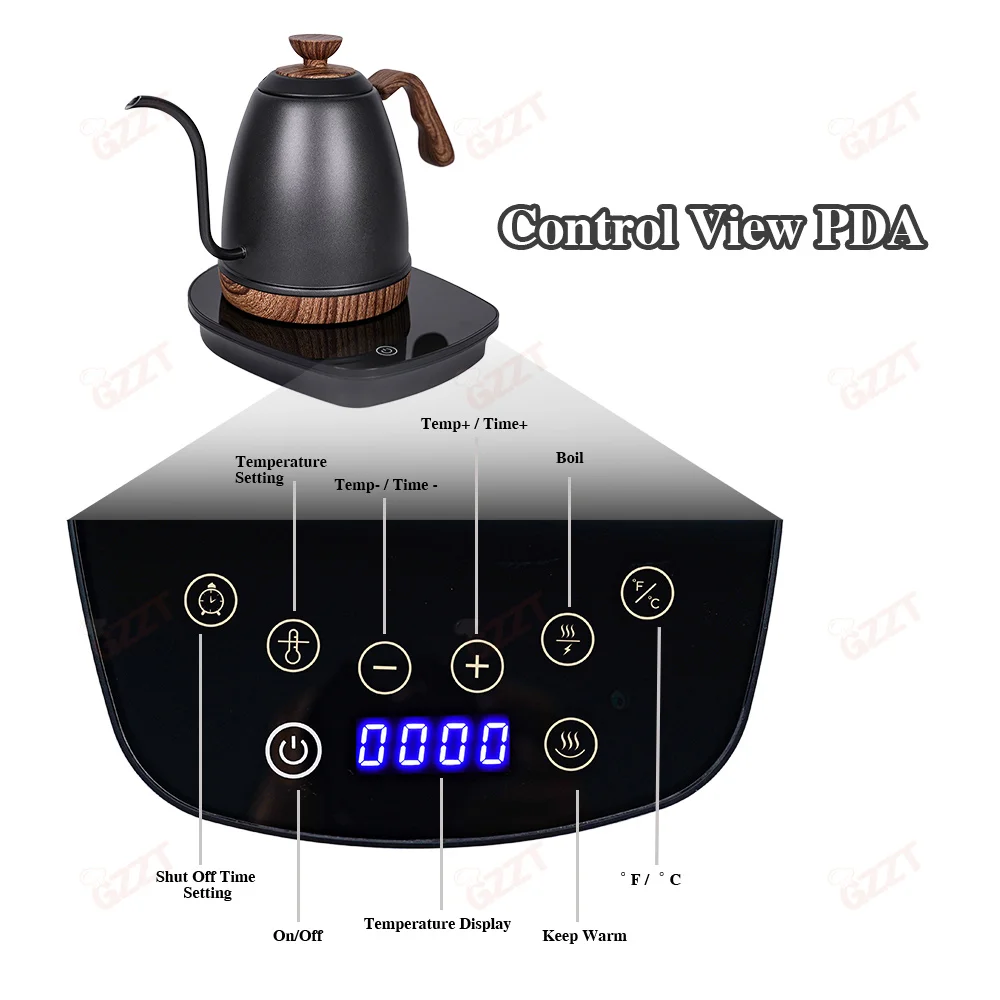 GZZT POK Artisan Electric Gooseneck Kettle Precise Temperature/Water Flow Control Heating Kettle Electric Pour-Over Kettle 6
