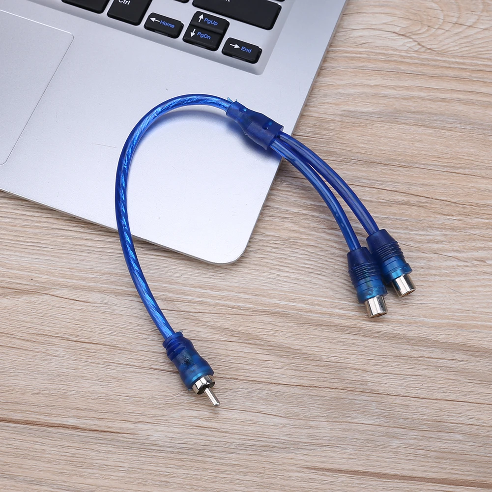 Car Audio Cable 2 RCA Female to 1 RCA Male for Subwoofer Portable Speaker MP3 Player Car Modified Audio Cable Auto Accessories