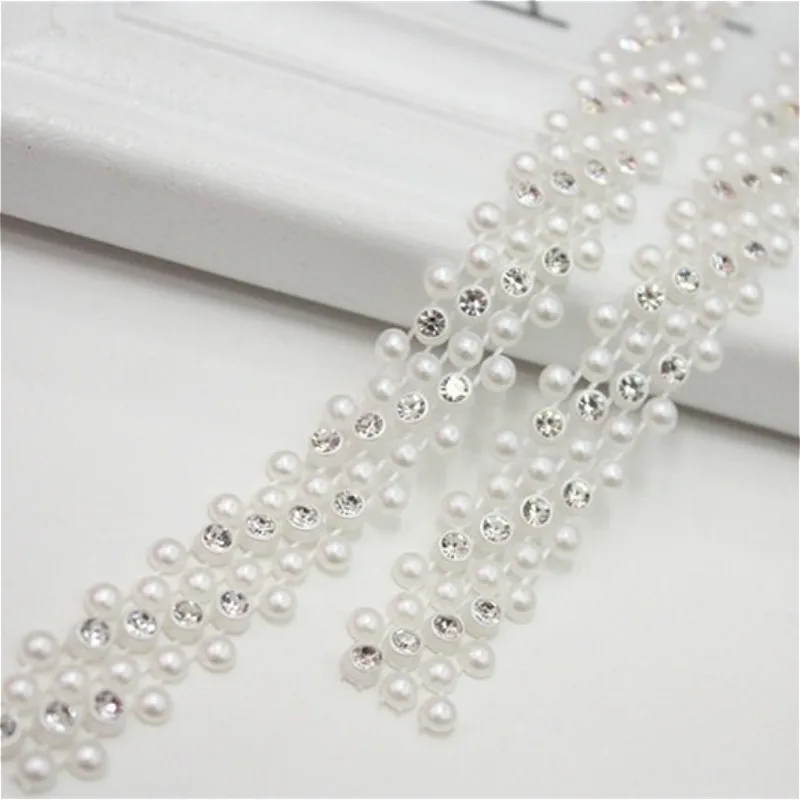 Fine Beaded And Diamond Connected Lace DIY Women's Child Headdress Bracelet Necklace Shiny Making Gift Box Multipurpose Ribbon lace ribbon,lace sewing accessories,lace sewing supplies,lace accessories,lace garment accessories,lace decoration,clothing craft accessories,lace hair accessories,tassel trim lace