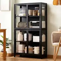 ตู้เก็บของ ตู้ครัว ชั้นวางจาน สำหรับห้องครัวขนาดเล็ก อพาร์ทเมนต์ ตู้ครัวมินิมอล ตู้ตั้งพื้น หลายชั้น สำหรับใช้ในบ้าน ทำจากไม้ไผ่ 3