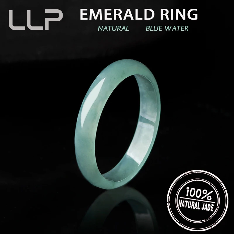 Genuine Natural A Goods Jade Blue Water Ring Fashion Charm Women Ice Jade Ring Jewelry Festival Gifts jade ring