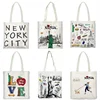 New York Souvenir Women Tote Bag Large Capacity Shoulder Bags No Zipper Eco Lady Shopping Shopper Handbag Canvas Girls Handbags 1