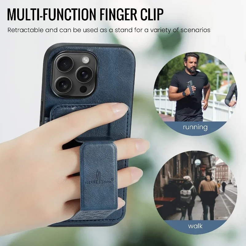 Funda magnética invisible plegable con soporte para iPhone 15 Pro Max 14 Plus 13 12 11, funda de cuero tipo cartera, tarjetero y funda con soporte_voghion.com