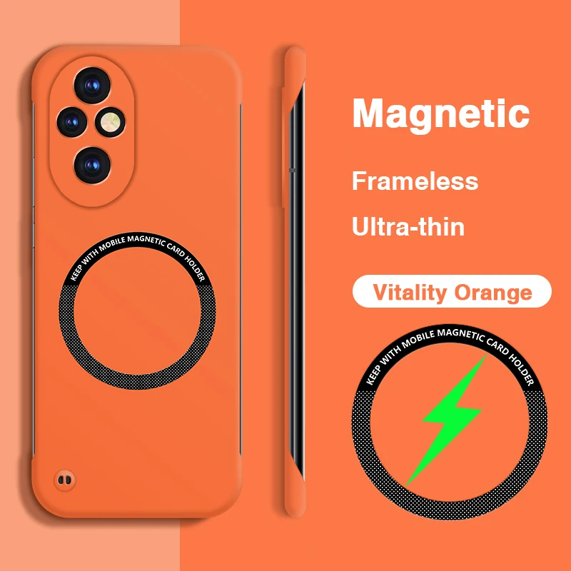 Luxury Magnetic Frameless Hard PC Phone Case with Wireless Charging Capability