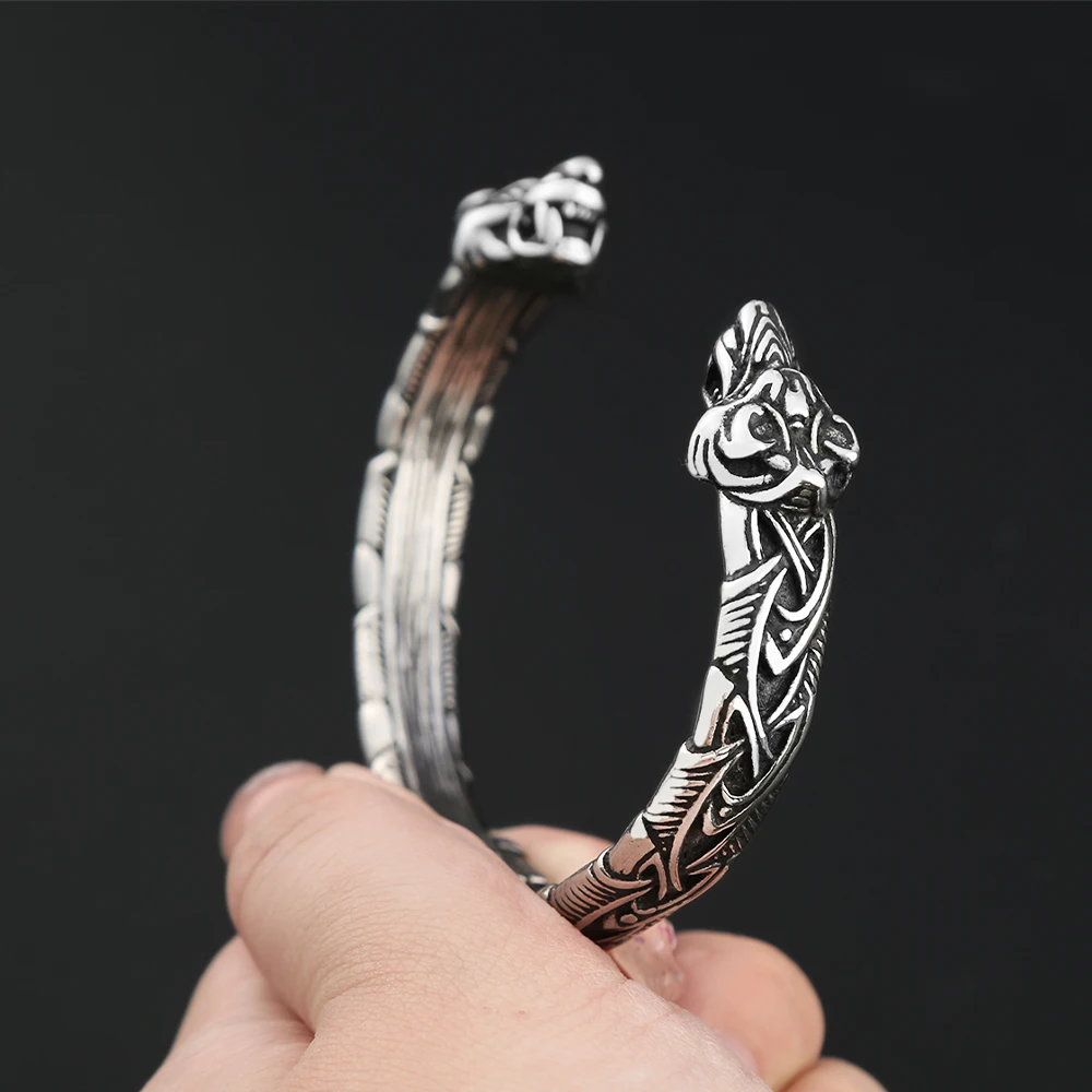 Classic Animal Viking Double Tiger Head Adjustable 316L Stainless Steel Men's Bracelet Fashion Amulet Jewelry Gifts Dropshipping