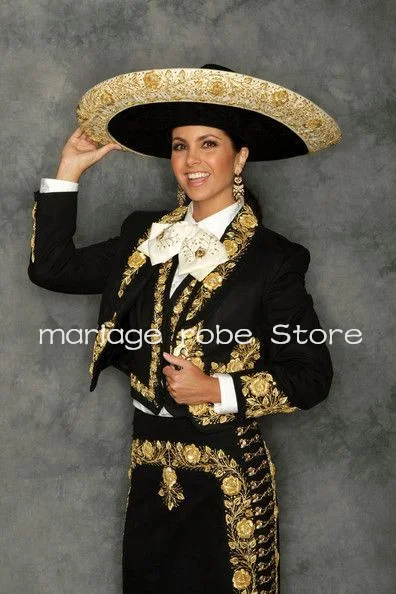 Traje Negro Bordados Para Trajes De Mariachi Trajes De Charro
