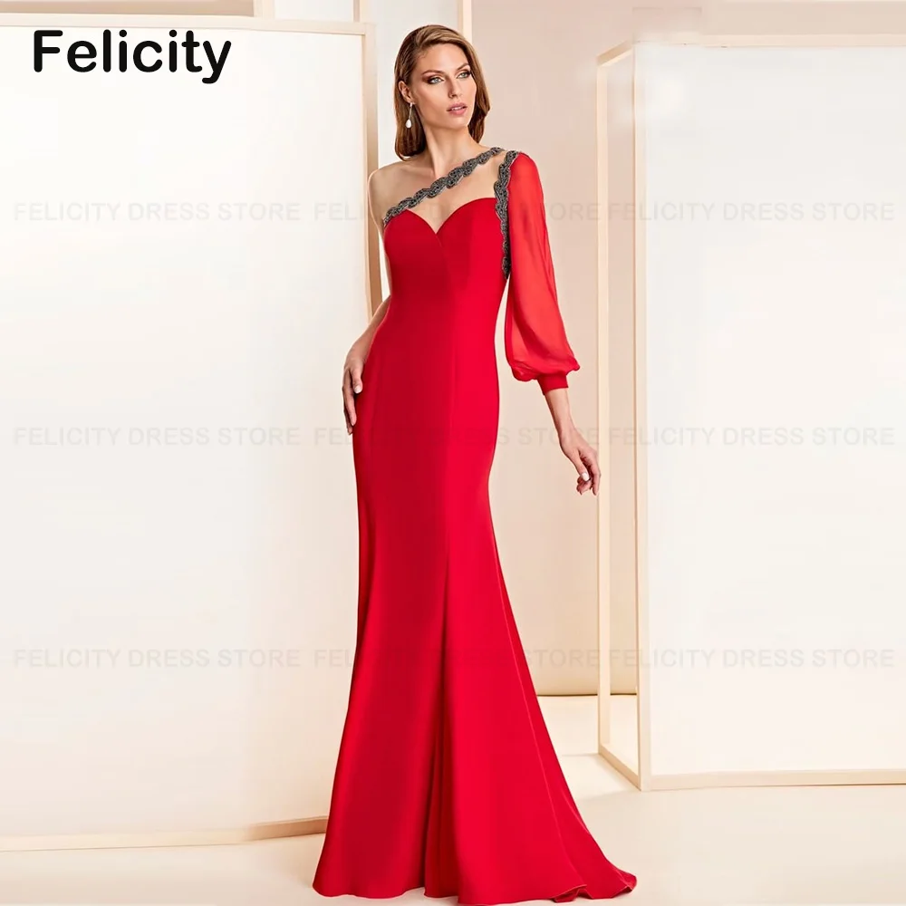 

Simple Wedding Guest Party Dresses Women Mermaid One-shoulder Formal Mother of the Bride Dress Evening Gowns فستان حفلات الزفاف