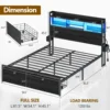 Full/Queen Size Bed Frame with Storage Headboard, Metal Platform Bed Frame with Storage Drawers, LED Lights and Charging Station 5