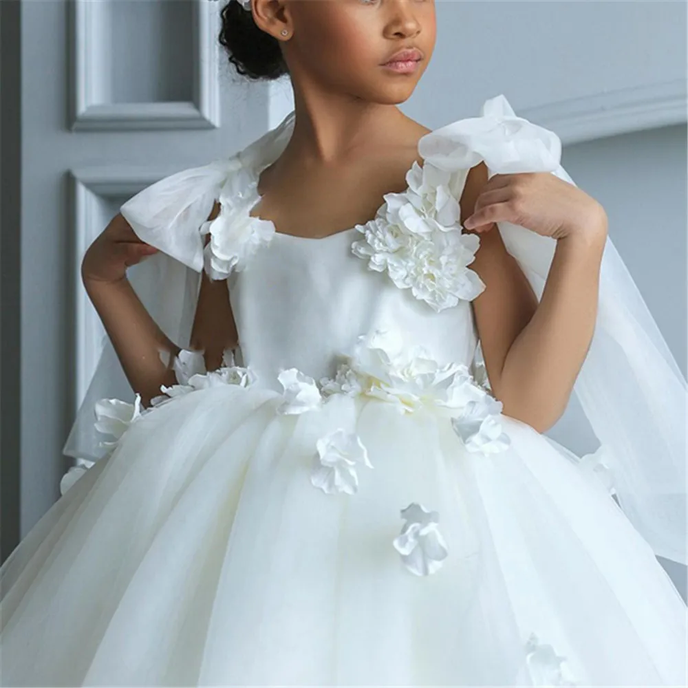 

White Flower Girl Dresses With Ball Gown Girl Dresses Girl Princess Dress Wedding Party Dress Girl Kid's Dress