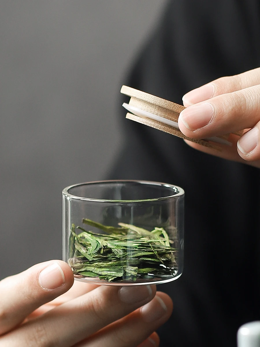 Mini Small Empty Tea Cans Organizer For Loose Tea Clear Glass Vial Storage Bottle Mason Spice Jars With Bamboo Lids Wholesale 5