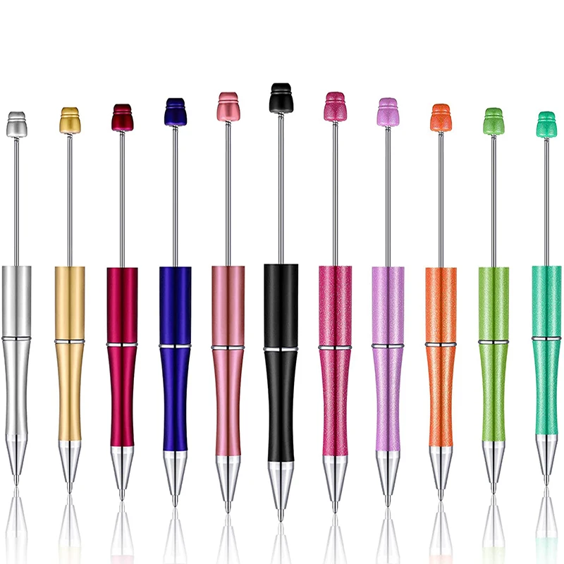

1pcs Beaded Ballpoint Pen Plastic Beadable Pen Creative DIY Beads Ballpoint Pen Black Ink School Office Supplies Kids Gift