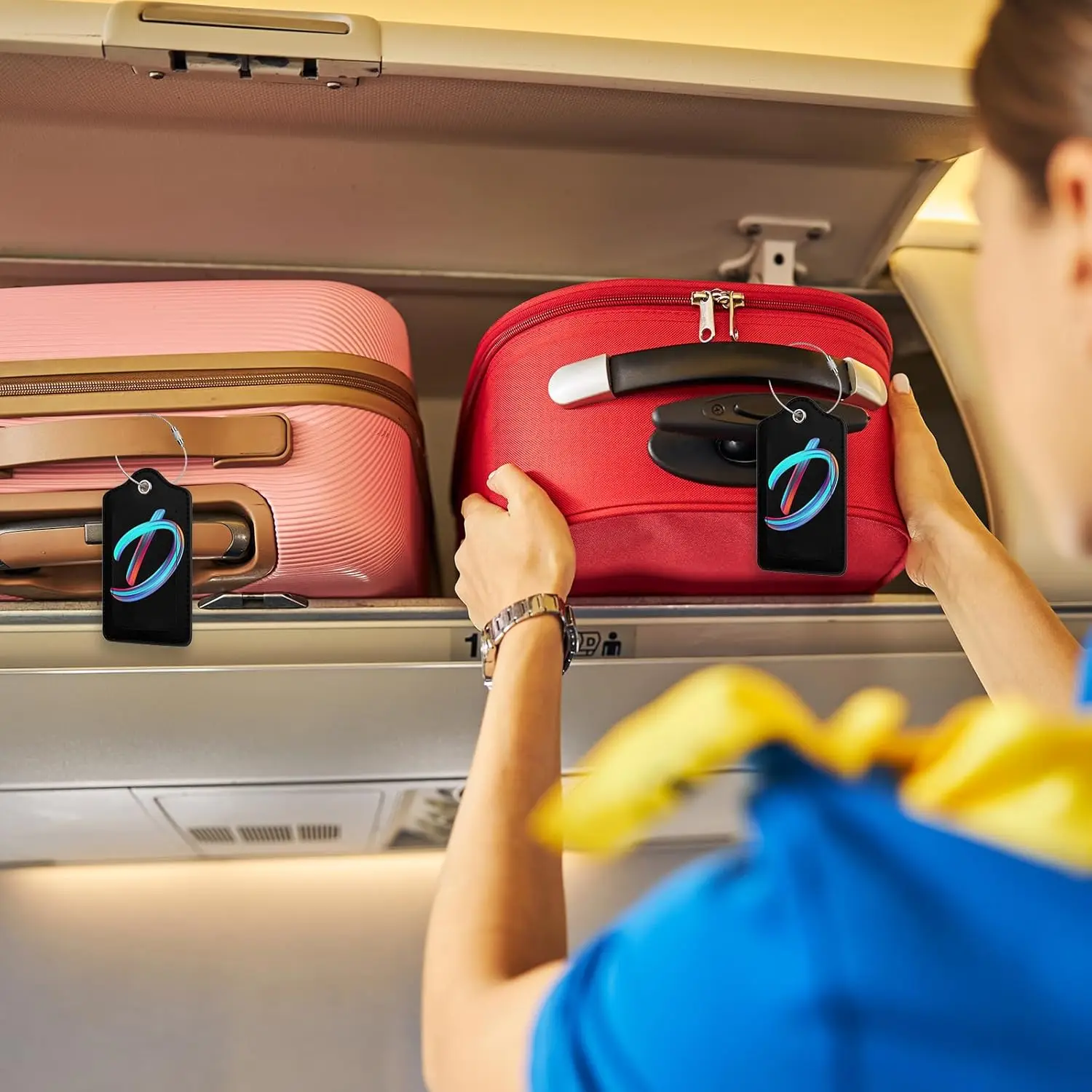 여행 가방용 이니셜 수하물 태그, 다채로운 글자 디자인, 크루즈 이름표, 독특한 수하물 식별표, 완전한 프라이버시 커버 포함