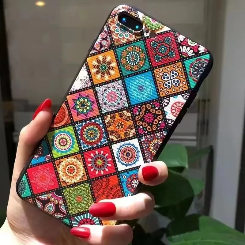 Stylish 3D Flower Relief Silicone Embossed Soft Back Cover