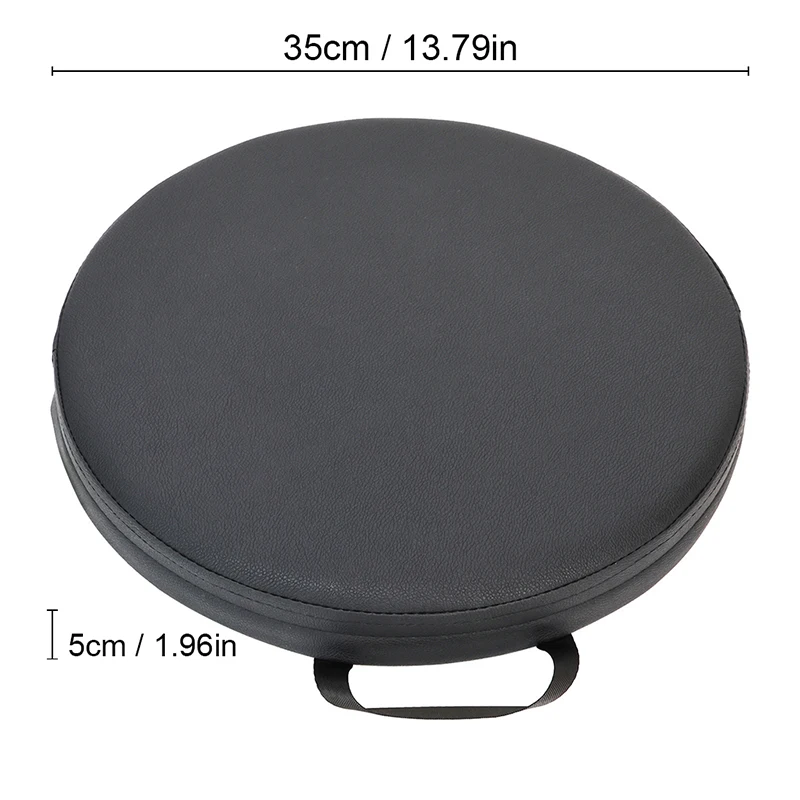 Leather Waterproof Round Chair Cushion with Memory Foam - 35cm Seat Pad for Office Home Car, Black Handle & Multi-Color Options 3