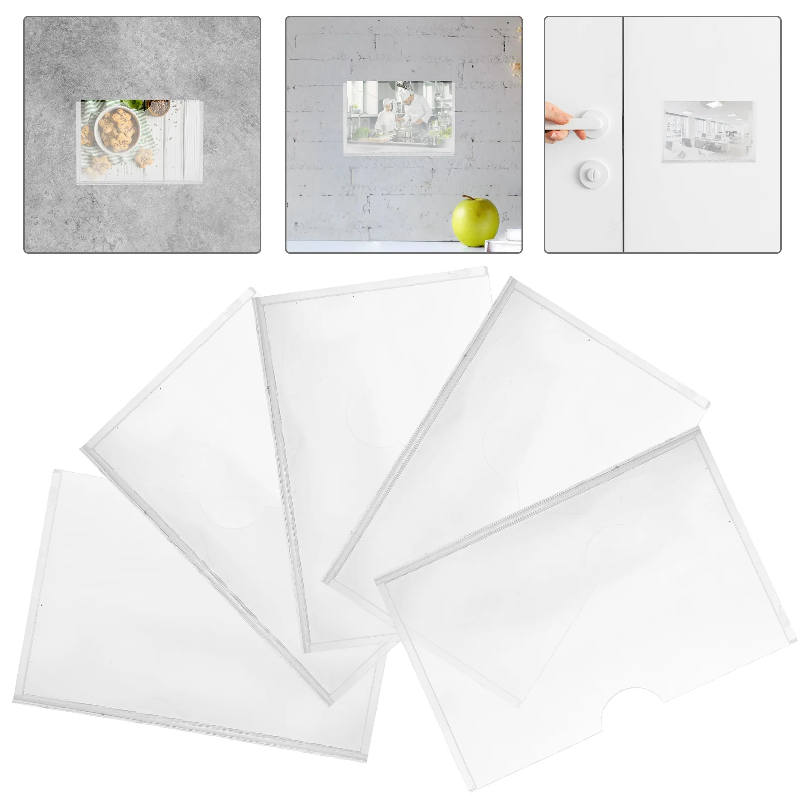 

5 Pcs Display Shelves Picture Displaying Rack Acrylic Clear Label Holder Reusable Bulletin Board Card Wall-mounted File Office