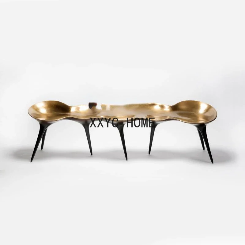 

Скандинавская дизайнерская модель, индивидуальный полосатый стул FRP, литой медный стул для отдыха, Молекулярный стул