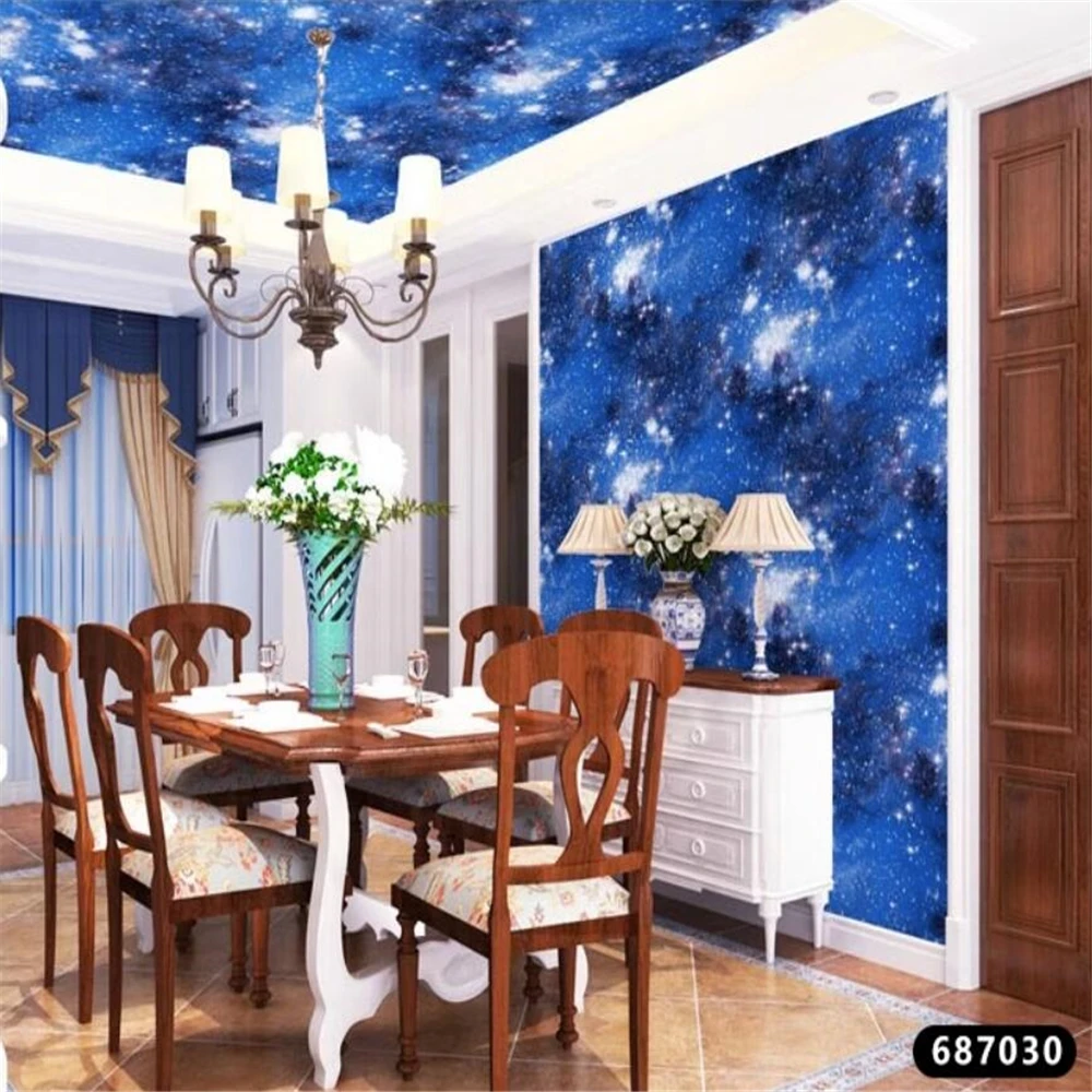 

Cosmic starry sky wallpaper for living room ceiling 3D bedroom planet fantasy ceiling KTV wall paper Dark blue home decoration