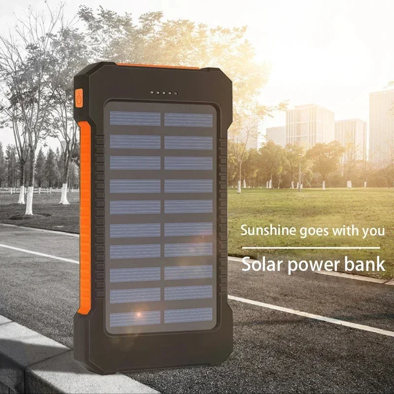 New 200000mAh Large Capacity Solar Power Bank Portable With Compass External Battery Outdoor Camping Powerbank Free shipping