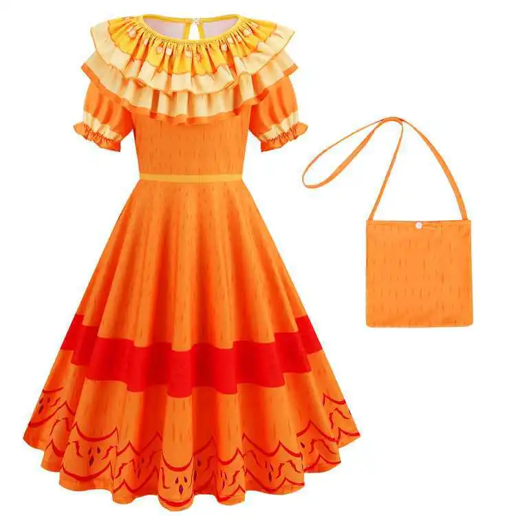 Summer Girls Dress Encanto Costume Mirabel Madrigal Cosplay For Kids Fancy Dresses Carnival Halloween Princess Party Clothing Dresses Dresses