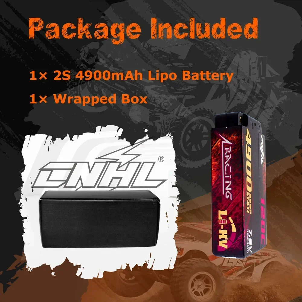 Lot de 2 batteries LiPo CNHL 2S 5200mAh 120C HV Shorty Hard Case EC3 pour RC