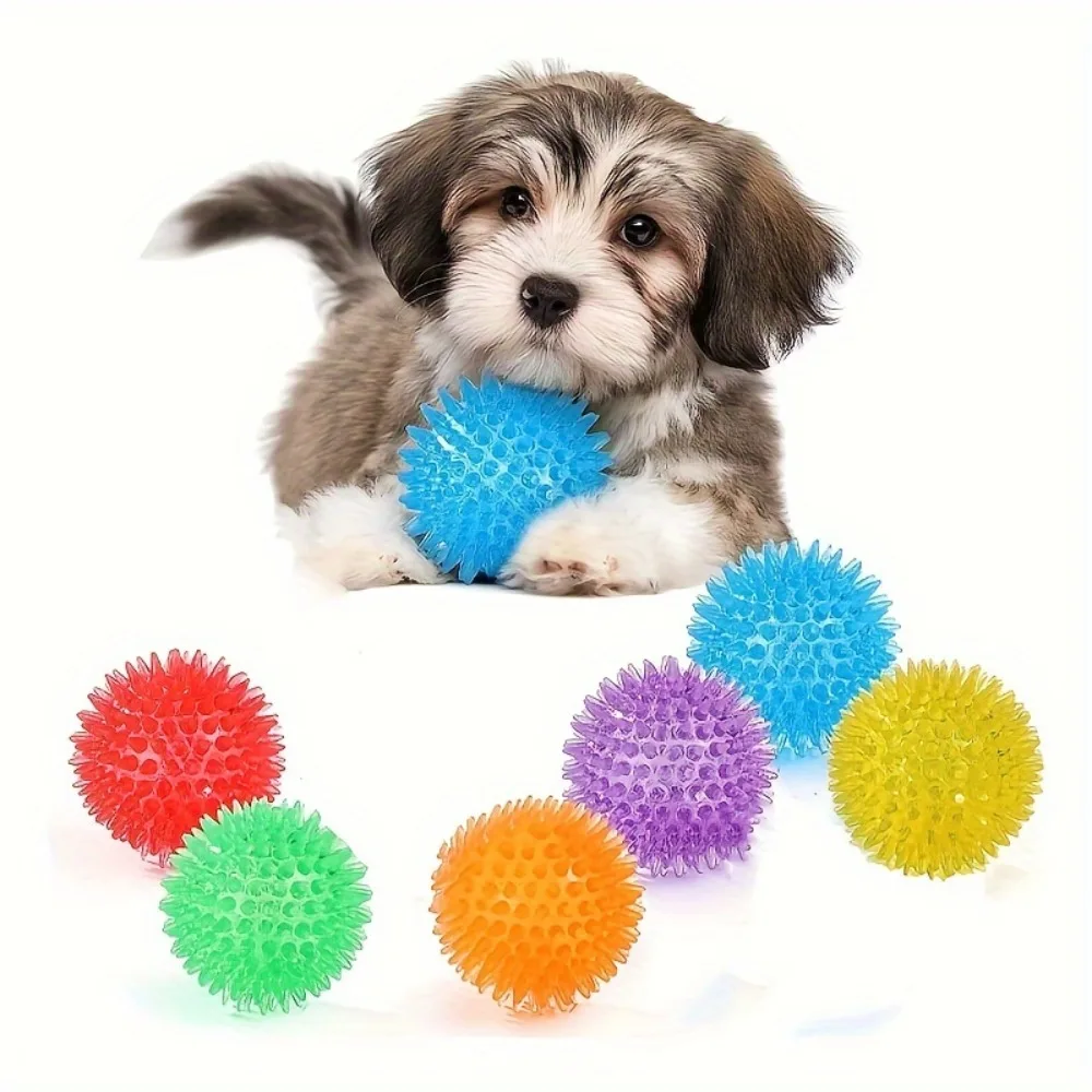 6pcs Durable Dog Toys: Squeaky Balls For Teeth Cleaning & Training - Safe & BPA Free For Small & Medium Dogs! 3