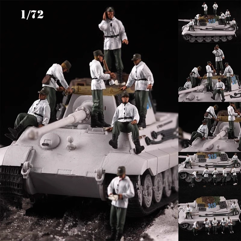 

1/72 Scale German Tank Repair 7 pcs Soldiers Action Figures Model DIY Scene Accessory Doll Collection Display Toys GIfts Fans