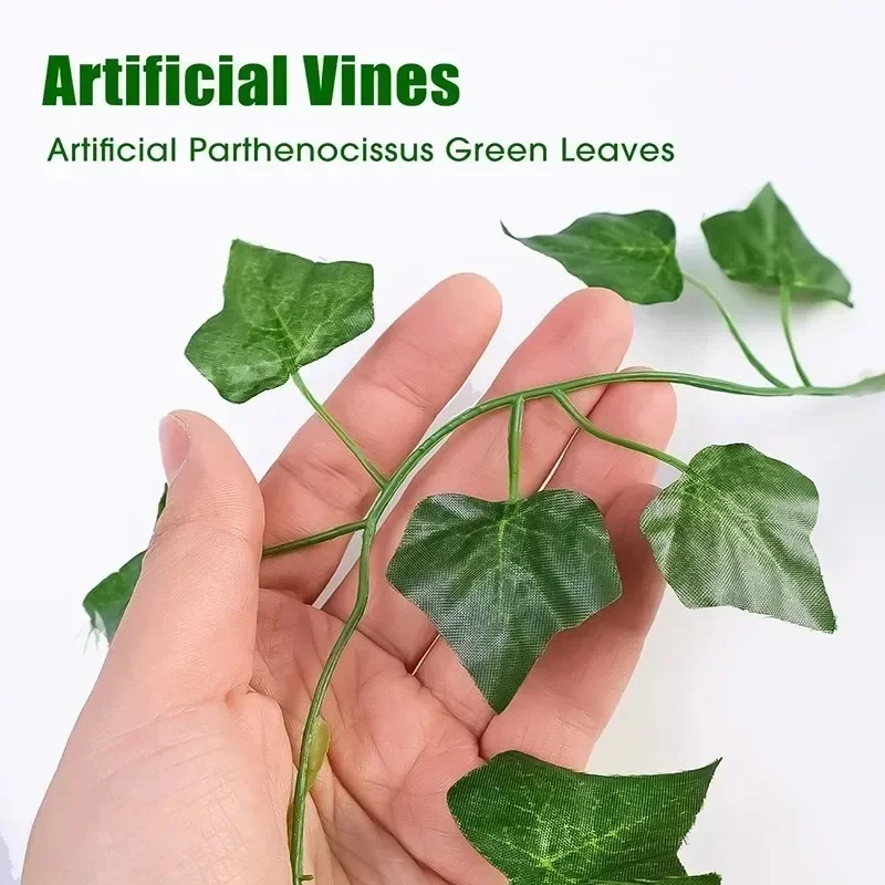 Artificial Ivy Vine with LED Light String Green Leaf Vine Flower Wreath Walls Hanging Fake Plant Wedding Party Garden Decors