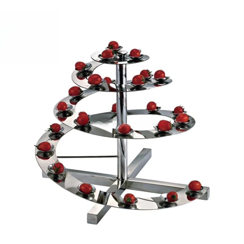 Ausgefallene Hochzeitsdekoration, silbernes Obst-Cupcake-Nachmittagstee-Rack, Lebensmittel-Präsentationsständer, Dessert-Tisch im 3. Stock